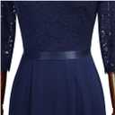 MISSMAY Women's Formal Floral Lace 2/3 Sleeves Long Evening Party Maxi Dress (Blue, M)