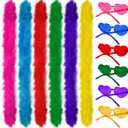 12 Pcs Colored Feather Boas with Heart Shaped Sunglasses Set Rimless Glasses 6.6FT Fluffy Boas Women Party Halloween