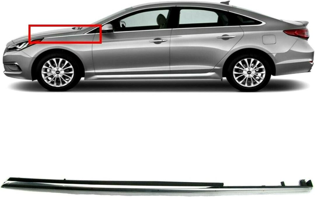 Front Left ABS Chrome Fender Trim Molding Garnish Fits for 15-17 Hyundai Sonata, Replaces OEM 87771-C1000, 75137