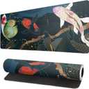 Japanese Gaming Mouse Pad XL - Extended Large Mouse Mat Desk Pad, Stitched Edges Mousepad, 3mm Thick Long Non-Slip Rubber Base Mice Pad, 31.5 X 11.8 Inch - Koi Fish Art