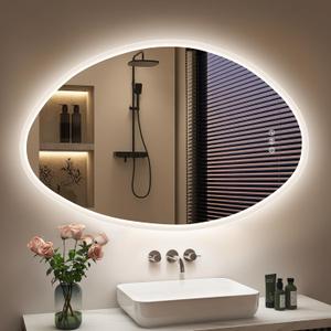 SBAGNO 3624 Led Bathroom Mirror with Lights, Backlit and Front Lighted, Anti-Fog Wall-Mounted Vanity Mirror 3000K/4000K/6500K, Dimmable Inside Bluetooth Speaker Smart Mirror