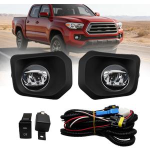 Nakkaa Front Fog Light Assembly Compatible with Tacoma SR SR5 2016-2023 | Not Halogen, Fog Lamp, with Passenger Driver Side Lamp Cover Wiring Harness Switch, 5212704020, 5212804020