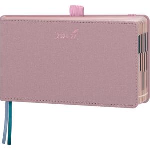 BEZEND Pocket Weekly Planner 2026 2027 Equal Weekend with Hourly Timeslot (6.5" x 3.75") 18 Months Small Academic Calendar (Jul 26-Dec 27) for Students, Work & Home, PU Leather Hardcover -Pink
