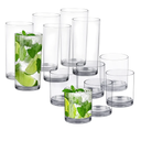 Tiawudi 12 Pack Plastic cups, Clear Tumblers, 6 each: 12 ounce and 16 ounce Water Drinking Cups, Reusable Drinking Glasses Set