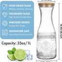 YOUEON 4 Pack Glass Carafe with Lid, 1 Liter Beverage Pitchers Carafes for Mimosa Bar with Bamboo Lids and Chalkboard Tags, Clear Water Juice Carafe, Wide Mouth & Easy to Grip
