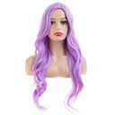 Long Curly Wavy Purple Wigs for Women Side Part Natural Looking Cosplay Synthetic Heat Resistant Replacement Wig
