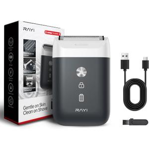 Portable Electric Razor for Men with 8,000 RPM Dual Floating Blade, 1H Charge for 60 Days, Type-C, IPX7 & Anti Pinch, Design for Daily/Travel Use, Electric Foil Shavers for Face, Black