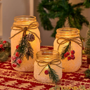 KIVIVO Christmas Centerpieces for Tables, Table Decor with Mason Jar, 16 Pcs Flowers, Christmas Winter Table Decorations Centerpieces, Xmas Holiday Center pieces for Tables, Kitchen, Room, Decor