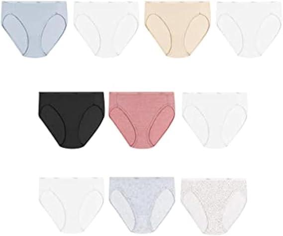Hanes Women's Underwear Pack, 10-Pack, Full-Coverage Cotton Blend Panties, Moisture-Wicking Underwear for Women (9, Solid/Print Mix)