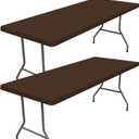 Moosfor Spandex 6 Foot Rectangle Table Cloth 2 Pack, Elastic Fitted Tablecloths for Picnic, Stretch Washable Patio Table Cover for Outdoor, Camping, Banquet and Parties (Coffee, 30"x72")
