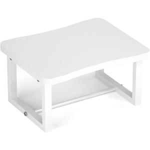 Wooden Step Stool with 500 Pounds, Wide Bed Step Stool for AdultsWood White Step Stool&Stable Solid Metal Frame for Kitchen, Bedroom, Living Room, Bathroom