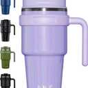 20 oz Insulated Coffee Mug Tumbler with Handle, Stainless Steel Travel Mug Tumbler with Lid and Straw, Double Wall Vacuum Leak Proof Ice Coffee Thermal Cup, Lavender Glitter