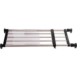 BAOYOUNI Expandable Closet Shelf Tension Rod Clothes Hanger Storage Rack Adjustable DIY Shelving Unit Cabinet Kitchen Bathroom Divider Separator Organizer, Black, Recommended Use Length: (15.75-23.62) IN