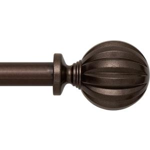Curtain Rod,Window Curtain Rods for Windows Easy Installation,Adjustable Decorative Curtain Rod 3/4 Inch Diameter Single Window Curtain Rod Set, 66 to 120 Inches, Brown