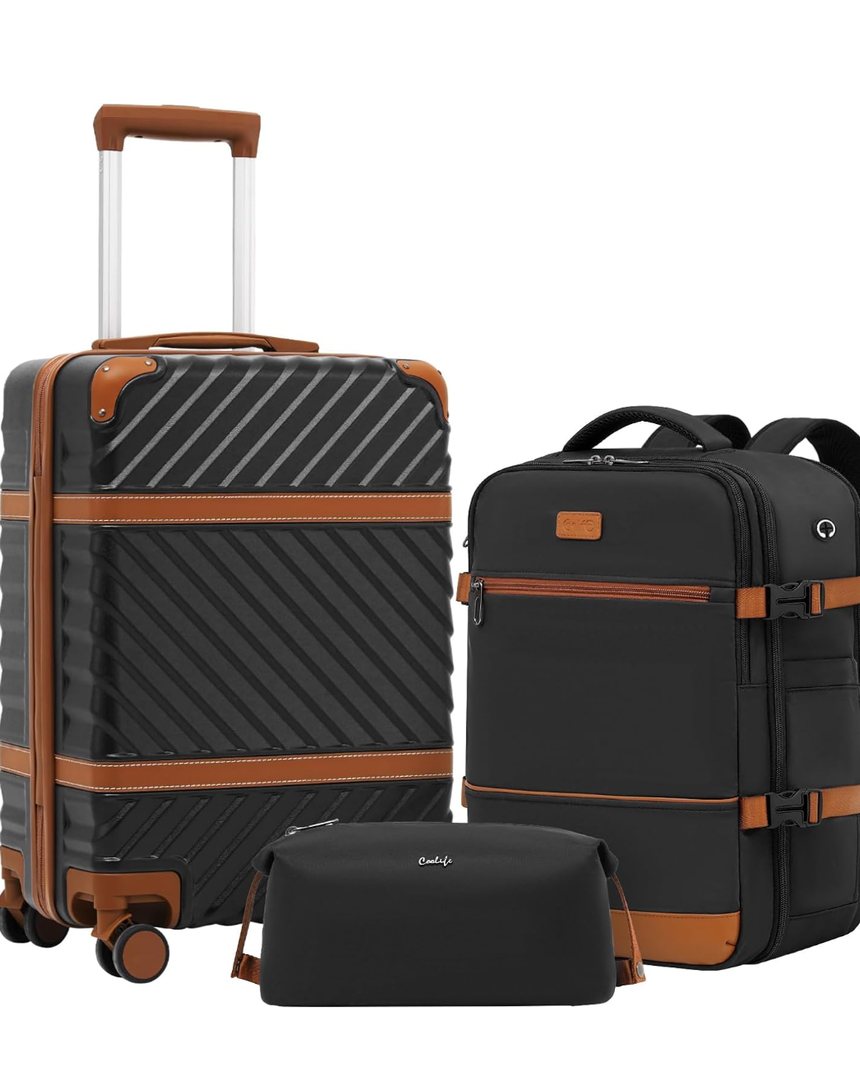 Coolife Luggage Set Suitcase Carry On Luggage PC Hardshell Luggage TSA Lock Spinner Wheels Telescopic Handle