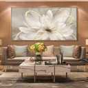 SOUGUAN Room Decor Large Canvas Wall Art Living Room Decor Gold Wall Decor Line Picture Artwork White Floral Wall Decor Modern Painting for Bathroom Bedroom Office 30x60 Inches