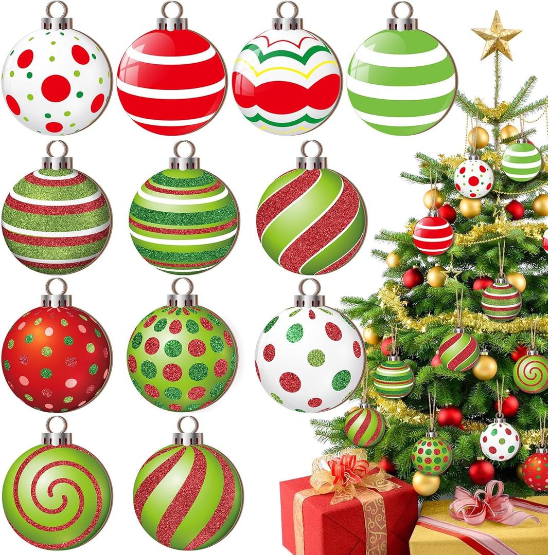 Yulejo 36 Pcs Christmas Peppermint Ornaments Colorful Lollipop Candy Cane Wood Hanging Ornaments with Rope Christmas Lollipop Candy Ball Pendants for Xmas Tree Wreath Party Decorations