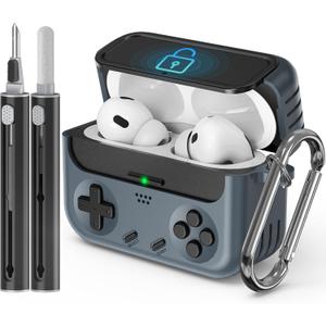 Inesore for Airpods Pro 2nd Generation Case Cover with Cleaner Kit,with Lock for Airpods Pro Case Cover,Classic Cool Funny Game Console Hard Air Pod Pro Case for Men Boy(Black)