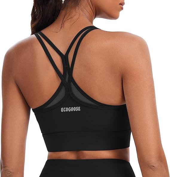 Sports Bra for Women, Tank Wide Straps Square Neck Criss-Cross Bra with Removable Cups for Yoga Gym Athletic Running, Small