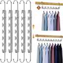 5 Pack Space Saving Hangers for Clothes, 6 to 9 Holes Expandable Metal Heavy Duty Hangers Space Saving for Closet Bedroom Dorm RV Outdoors
