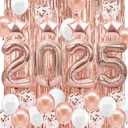 JOJO FLY New Years Eve Party Decorations Kit, Rose Gold 2026 Balloons, Rose Gold and White Balloons Set, Foil Curtain, Graduation Decorations, New Years Eve Party Supplies 2026