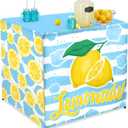 Lemonade Stand Kit for Lemonade Stand Supplies Lemonade Tablecloth Lemonade Table Cover Outdoor Yellow Lemon Business Sign for Folding Card Table Summer Beach Picnic Birthday Party Decor