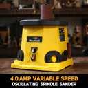 4A Variable Speed Oscillating Spindle Sander, 1000-1800RPM Variable Speed Spindle Sander with Multiple Sanding Sleeves, Efficient Dust Collection, and Compact Design for Woodworking Projects