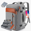 Lumesner Carry on Travel Backpacks, Extra Large 40L Flight Approved Bag for Men & Women,Expandable Suitcase Backpack With 4 Packing Cubes,Water Resistant Luggage Daypack Business Weekender Bag, Grey