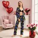 Unisex Ultra Soft Pajama Set, Valentines Pajamas, Soft Warm Matching Sleepwear Gift for Women Men (Black, L)