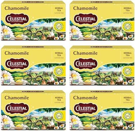 Celestial Seasonings Chamomile Herbal Tea, Caffeine Free, 20 Tea Bags Box (Pack of 6),BB Date: 03/24/27 Celestial Seasonings Chamomile Herbal Tea, Caffeine Free, 20 Tea Bags Box (Pack of 6),BB Date: 03/24/27
