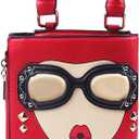 Novelty Unique 3D Lady Face PU Leather Top Handle Satchel Handbags for Women Funky Tote Purse Hobo Crossbody Shoulder bags (Red)