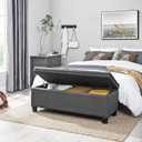 SONGMICS Storage Ottoman, Storage Bench, Tufted Entryway Bedroom Bench, 17.7 x 46.5 x 17.7 Inches, Hinges Easy Lid Operation, Wooden Legs, Linen-Look Cover, Loads 330 lb, Dark Gray ULOM070G01