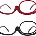 2 Pack Makeup Reading Glasses for Women Flip Down Cosmetic Readers Make Up Eyeglasses Spring Hinge +2.5