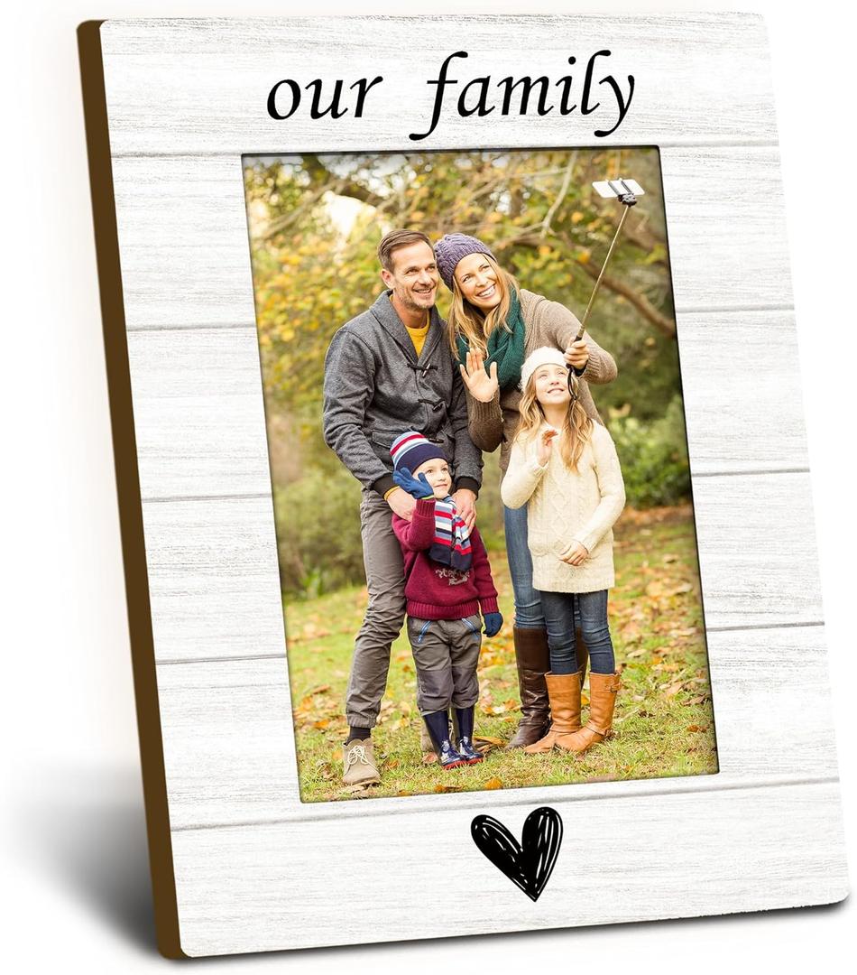 Families Photo Frame 4x6, Family Gifts for Mom Dad Mothers Fathers Day Wooden Picture Frame, Housewarming families reunion Gifts for New Home, Our Family Decorative Frames for Table Desk Decor
