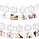Winter Snowflake 12 Month Photo Banner First Birthday Party Decorations Baby Onederland Garlands Silver
