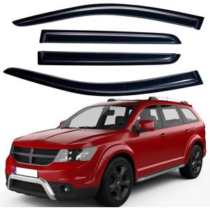 Lightronic Extra Durable Outside-Mount Auto Vent Window Visor, Fits 2009-2020 Dodge Journey, UV Protection Rain Guard, Original Wind Deflector, No-Drill Easy Install, Dark Smoke, 4-Pcs