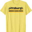 Pittsburgh Pennsylvania Three Stripe Vintage Weathered T-Shirt (Yellow, L)