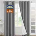 H.VERSAILTEX Blackout Curtains 84 inch Length 2 Panels Set, 100% Blackout Linen Look Curtains with Thermal Liner and Grommets for Complete Light Control, 52x84 Inch, Heather Mid Grey(Not Solid)
