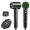 Hair Dryer with 110000RPM High Speed 1400w Motor for 1-5min Fast Dry, 3 Heat/Cool Wind Level & 49db Low Noise,1.5 Billion Plasma & Travel Blow Dryer (Dark Black)