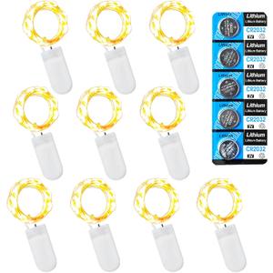 Etinga 10 Pack Fairy Lights Battery Operated String Lights, 10 LED on 3.3ft Silvery Copper Wire，for Flowers Gift Box Wedding Party Christmas Decoration (Warm White)