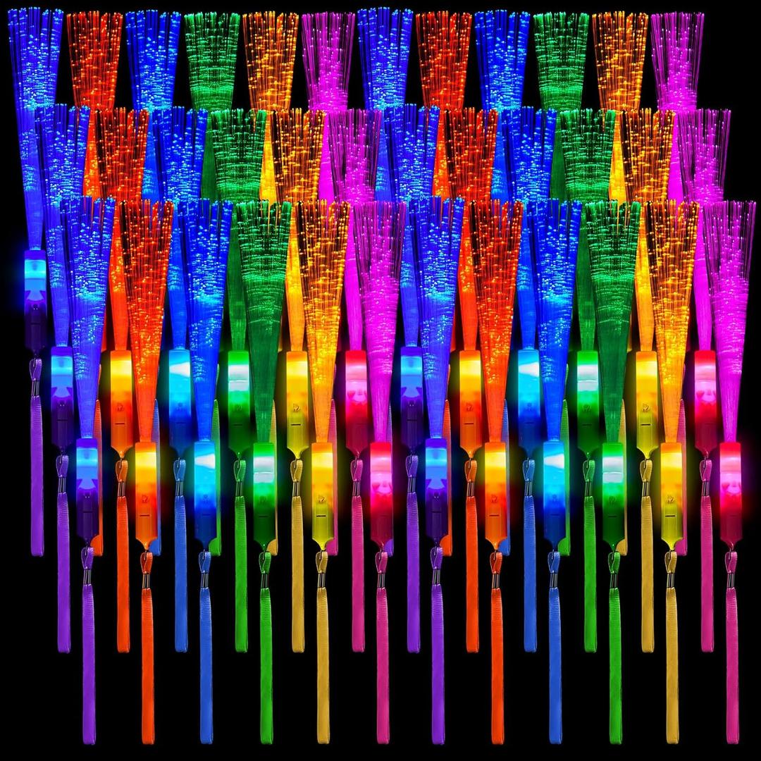 Skylety 36 Pcs Fiber Optic Wand, LED Fiber Optic Wand with 3 Light Modes, Glow Fibers Optics Sticks for Wedding Neon Party, New Year Party Favors, Bar Dj, Halloween, Christmas(Bright Color)