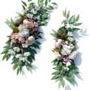 Wedding Arch Flowers, 2pcs Eucalyptus Leaves Corner Peony Floral Swags, Artificial Greenery Flower for Sheer Drapes, Wedding Chair, Arbor, Wedding Ceremony and Reception Arrangement Decoration