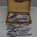 40 Pcs Black Silverware Set, Stainless Steel Flatware Set for 8, Food-Grade Cutlery Set, Mirror Polished Tableware Eating Utensils Set for Home Kitchen, Include Knife Fork Spoon Set, Dishwasher Safe (Round Handle 40 Pieces)