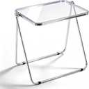 Sintuff Clear Acrylic Folding TV Tray Table, Portable Side Desk, 27.6 x 19.7 x 26.8 inches