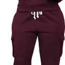 LovelyWholesale Womens Sweatsuits 2 Piece Set Hoodies and Cargo Sweatpants Sets Burgundy Small