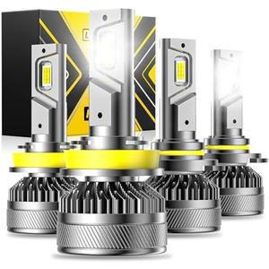 9005 H11 Light Bulbs Combo, 6500K Cold White Super Bright Fog Light, 140W, Pack of 2