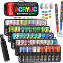 288 Colors Acrylic Paint Markers with Carrying Bag and Shoulder Strap, Soft Brush Tip Paint Pens for Wood, Stone, Canvas, Glass, Fabric, Egg, Rock Painting
