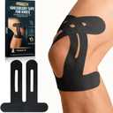 Kinesiology Tape for Knees, 10 PCS Knee Tape for Knee Pain Relief & Support, Waterproof, Latex-Free & Breathable Athletic Tape for Basketball, Running, Sports (Black) (One Size)