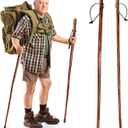 2 Pack Wood Walking Stick, 48 in Natural Wooden Walking Cane, Rustic Cedarwood Hiking Sticks Trekking Poles with Wrist Strap and Rubber Tip for Outdoor Activities, Women, Men, Seniors