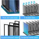 File Organizer for Desk, 5-Section Vertical File Sorter, Paper Holder Organizer Standing Metal File Folder for Office Home Classroom, Black